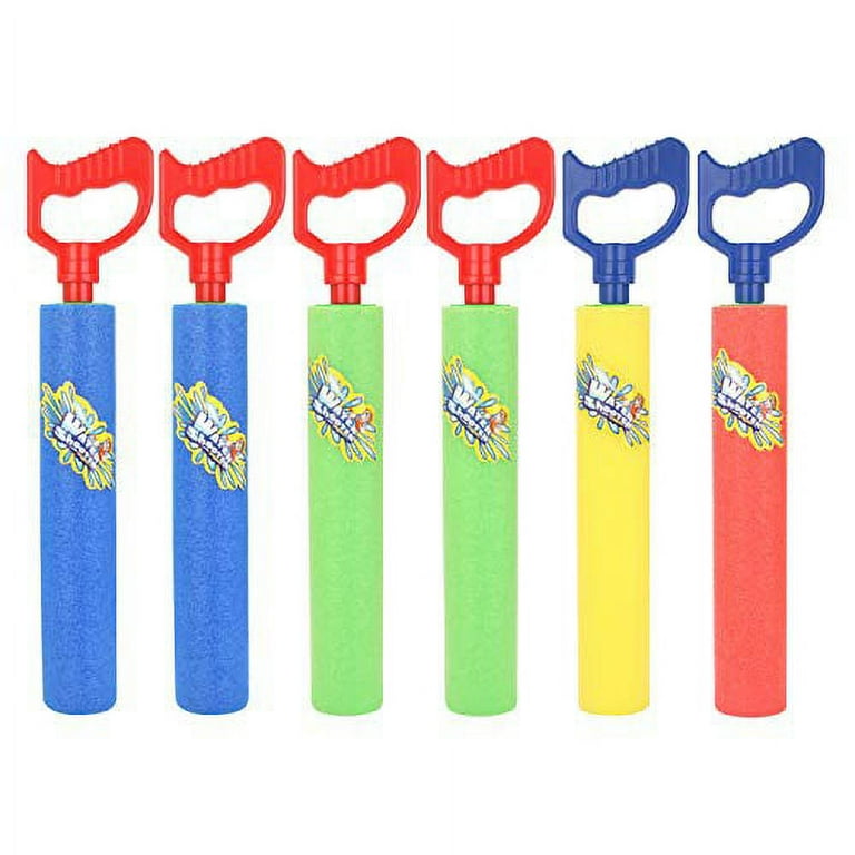 Fun Here Water Guns Shooter 6 Pack Super Foam Soakers Blaster Squirt Guns Pool Noodles Toy with Plastic Handle Summer Swimming Beach Garden Fighting