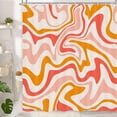 thumbnail image 3 of Aesthetic 70S Abstract Wavy Shower Curtain for Bathroom, Pink Orange Groovy Cute Retro Spiral Swirl Trippy Pastel Vintage 70s 80s Boho Minimal Teen Girls Restroom Decor Accessories with Hooks 36X72in, 3 of 4