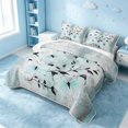 thumbnail image 3 of Erosebridal Chic Butterfly Twin Quilt Set, Ombre Gradient Twin Coverlet Set, Gray Reversible, Aqua Blue White, 2pcs (1 Bedspread and 1 Pillowcase), 3 of 7