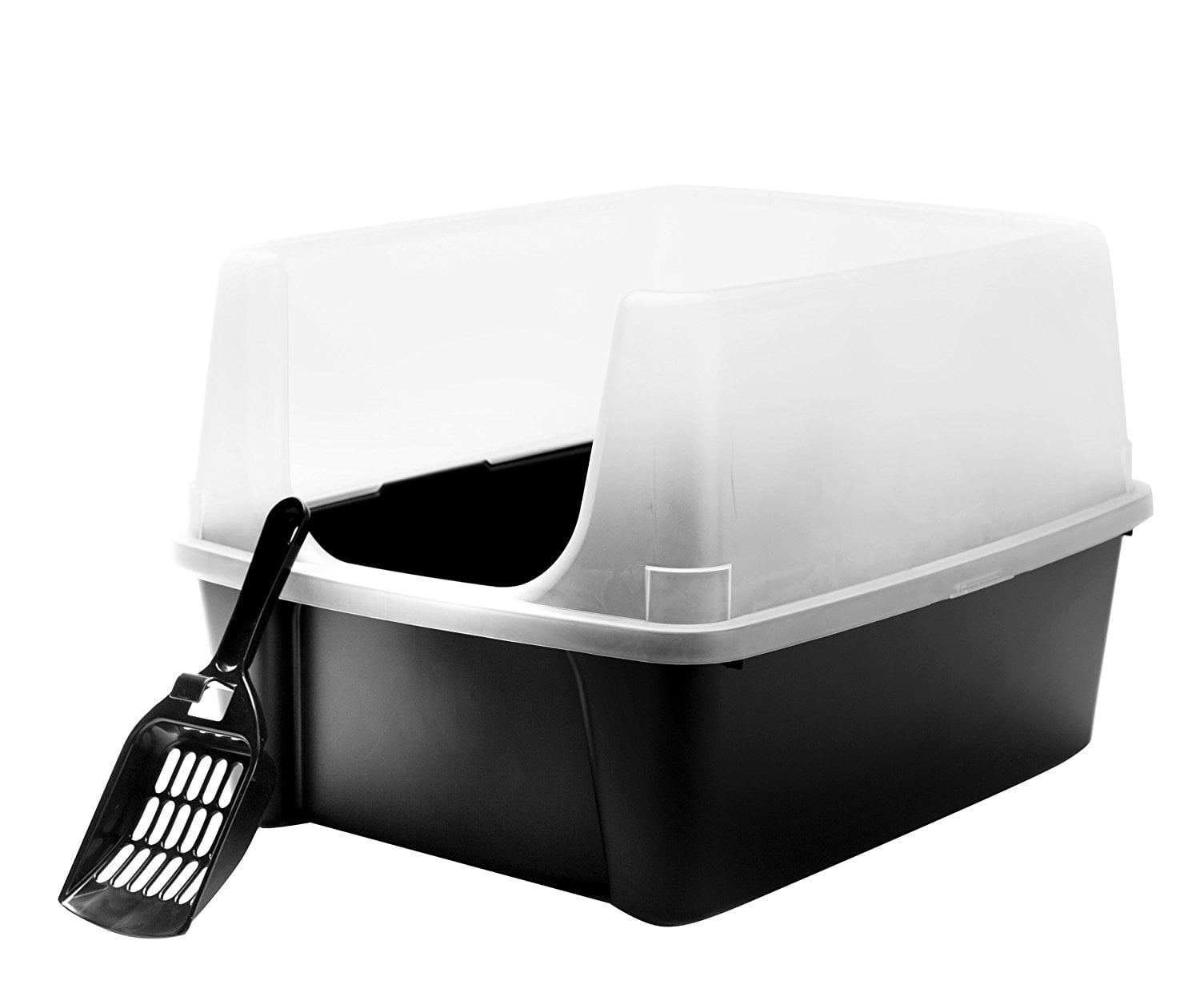 Dark Gray IRIS Open-Top Cat Litter Box With Shield And Scoop 