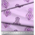 thumbnail image 3 of Soimoi Moss Georgette Fabric Leaves Block Print Fabric by The Yard 42 Inch Wide, 3 of 5