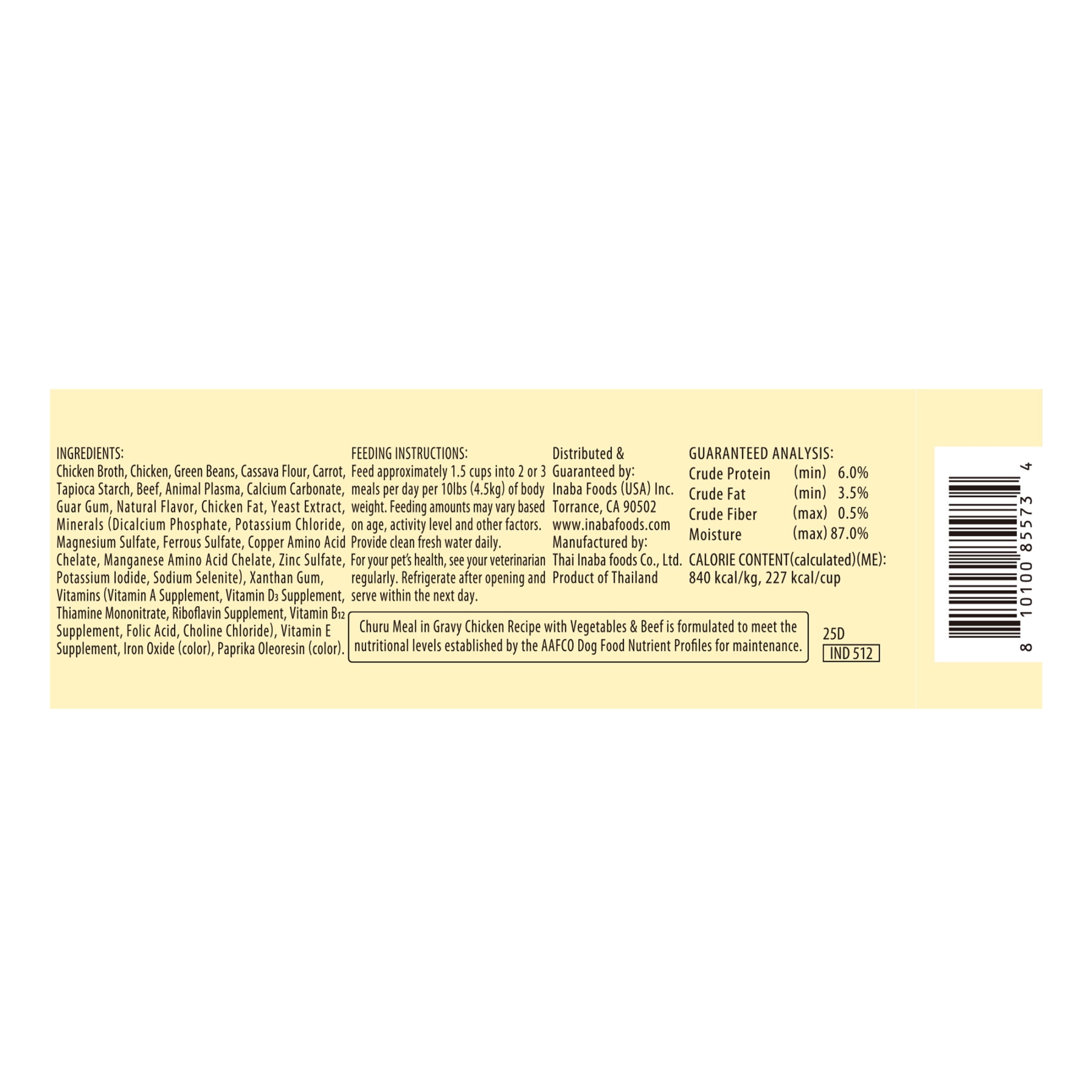 (4 pack) INABA Churu Meal in Gravy Adult Wet Dog Food, 9.5 oz cup, 1-count, Vegetable & Beef