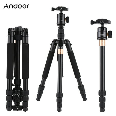 Andoer TP-668S Portable Aluminum Alloy Tripod Photography Travel Tripod Monopod with Panoramic Ball Head 4-Section (Best Monopod For Wildlife Photography)