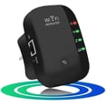 thumbnail image 1 of Extensor de rango WiFi, Amplificador de señal WiFi de hasta 300Mbps, Repetidor WiFi inalámbrico de alta velocidad 2.4G con antenas integradas Puerto Ethernet, Cobertura WiFi completa de 360°, Fácil de instalar (Blanco) (Negro) (Negro) Ormromra CZDZ-ST141, 1 of 5
