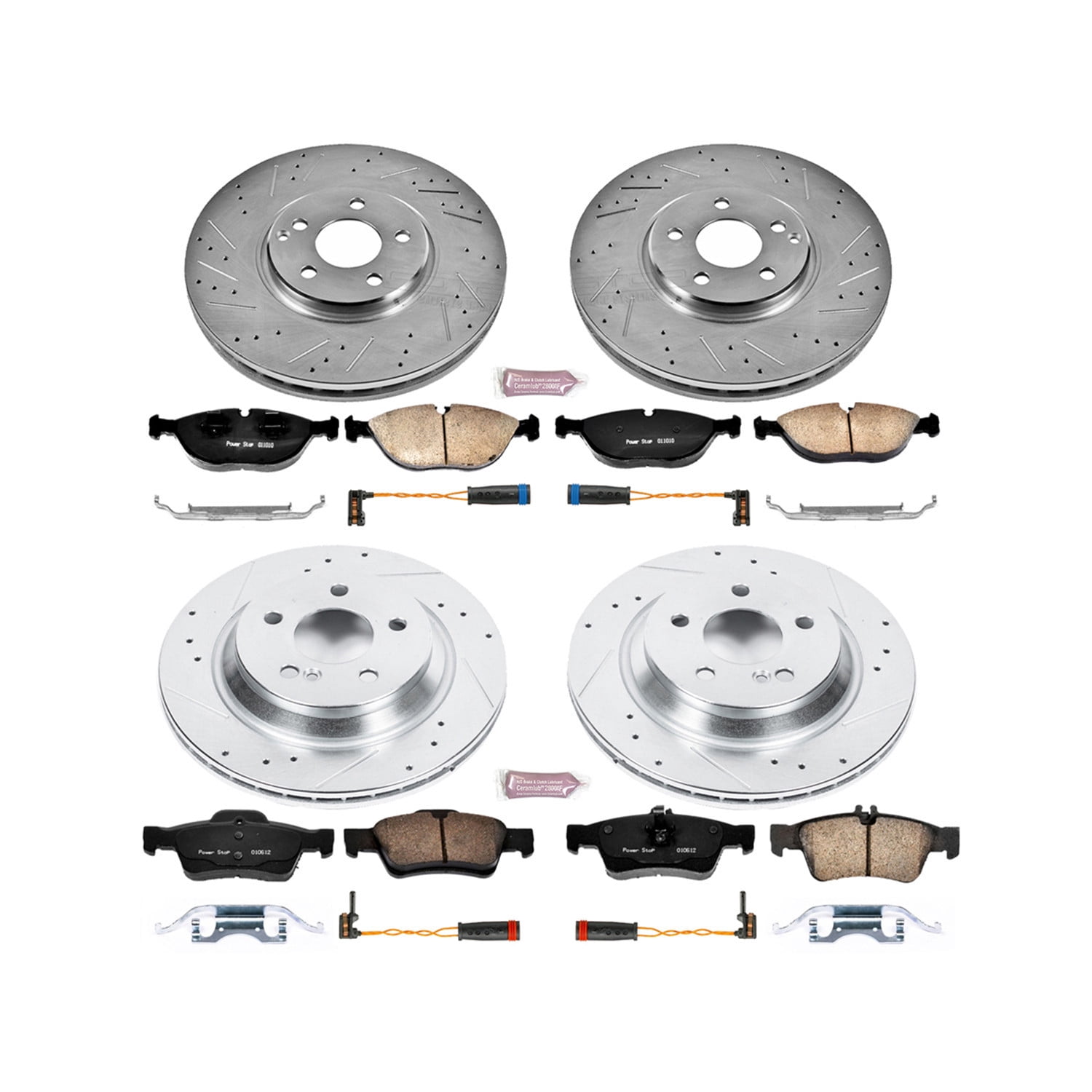 PowerStop Front and Rear Z23 Evolution Sport Carbon-Fiber Ceramic Brake Pad and Drilled & Slotted Rotor Kit Fits: MERCEDES-BENZ Select Models K4507