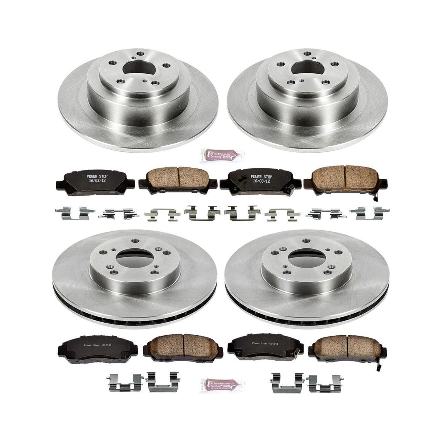 Power Stop Front and Rear Stock Replacement Brake Pad and Rotor Kit KOE2557