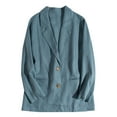 thumbnail image 4 of Baberdicy Women's Linen Blazer Jacket Lightweight Linen Suit Jacket for Women - Casual Long Sleeve Open Front Blazer - Spring Summer Office Coat (S-XXL) (Blue | XXL), 4 of 4