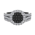 thumbnail image 3 of Black Diamond Wedding Ring Set for Women Cluster Diamond Halo Rings 14K White Gold 0.95 CT TW, 3 of 4