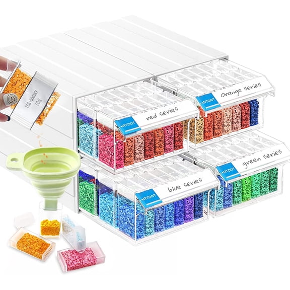 ARTDOT Diamond Art Beads Storage Organizer Stackable Box for Diamond Painting Drill 140 Slots
