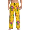 thumbnail image 2 of Goofa Mardi Gras Crayfish and Fleur de lis Printed Soft Pajama Pants for Men, Wide Leg Comfy Casual Lounge Yoga Pants-, 2 of 9