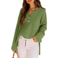 thumbnail image 3 of Batwing Long Sleeve Loose Knit Sweater Buttons Pullovers, 3 of 5