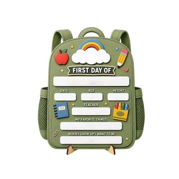 First Day of School Wooden Sign Board – Reusable Milestone Message Display with Stand for Classroom Door Entryway Back-to-School Decor Gift