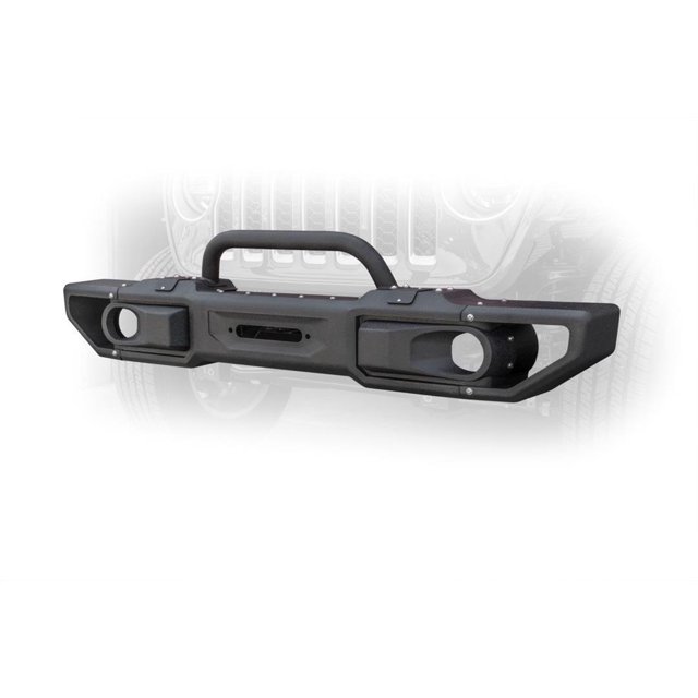 Fits 2018-2023 Jeep Wrangler JL DV8 Offroad Bumper FBJL-10 Modular Design; Direct Fit; Mounting Hardware Included; With Bull Bar; With Full Length Wings And Stubby Center