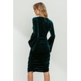 thumbnail image 3 of Velvet Maternity V-Neck Bodycon Dress with Bell Sleeves, 3 of 3