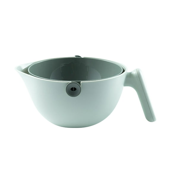 2-in-1 Washing Bowl & Rotating Food Strainer,Vegetable And Fruit Cleaning Spinning Colander Dual Layer Colander With Handle Draining Basket for Draining Pasta, Fruits, Vegetables