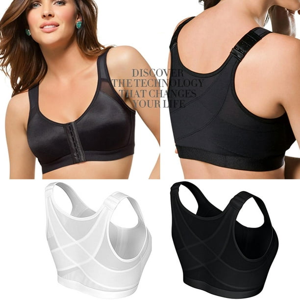 Wireless Supportive Sports Bra for Women Front Zip Design Cross Back Vest  Yoga Workout Wear 