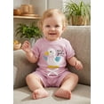 thumbnail image 6 of BemeyourBBs Newborn Baby Girl Silly Goose Outfit Infant Baby Girls Summer 2 Piece Outfits Goose Embroidery Short Sleeve Waffled Romper Tops and Solid Pockets Shorts Clothes Set, 6 of 9