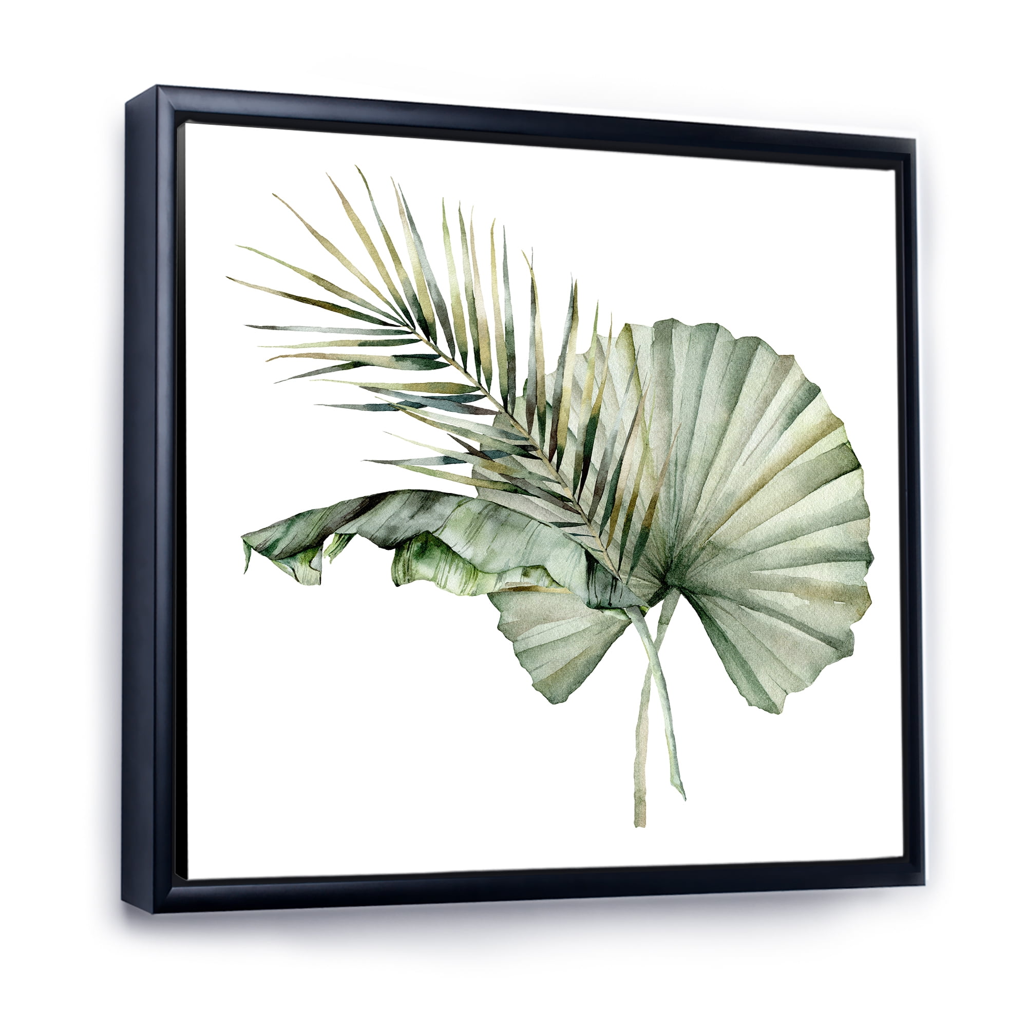 Designart 'Tropical Bouquet With Banana Coconut and Palm Leaves' Traditional Framed Canvas Wall Art Print