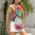 thumbnail image 6 of Happy Birthday Colorful Balloons Celebration Sweet Elegant Short Sleeves Dress Women Korean Kawaii Dress, 6 of 9