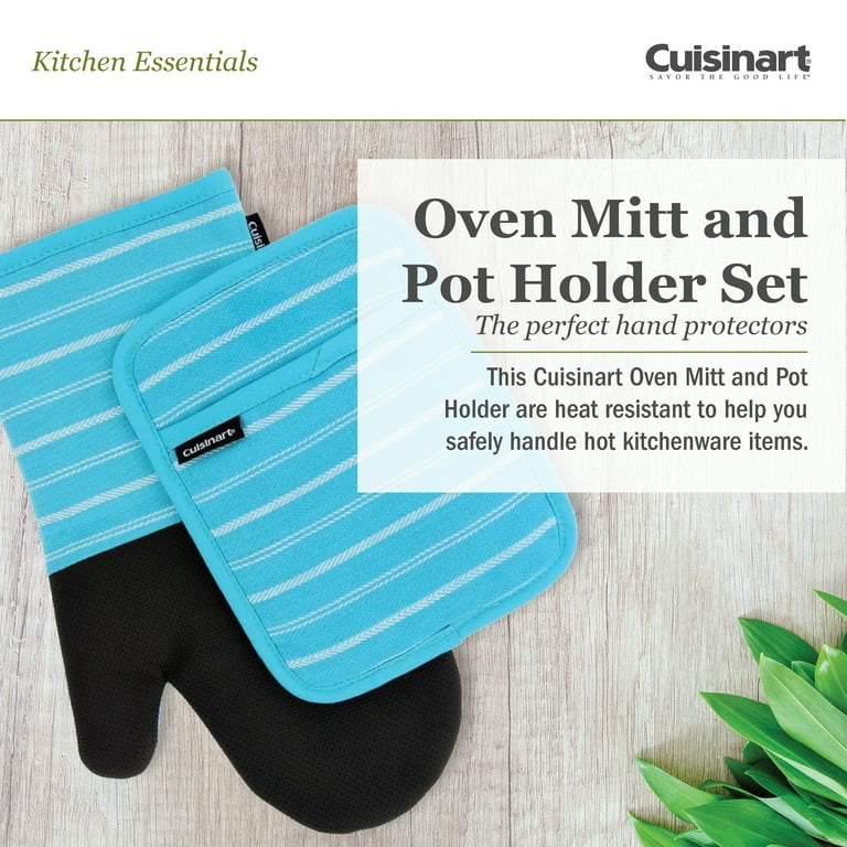Cuisinart Oil Blue & Black Oven Mitt & Pot Holder Set
