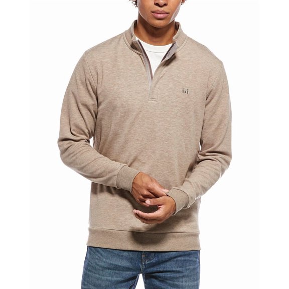 TravisMathew mens Cloud 1/4-Zip Pullover, l, Brown