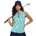 thumbnail image 6 of Whosucclay Mint Leopard Golf Shirt Women's Golf Sleeveless Shirt for Womens, Half Zip Casual for Hiking Tennis Sports, 6 of 8