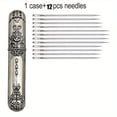 thumbnail image 1 of HLONK 1pc Vintage Embossed Alloy Needle Case With 12/24pcs Side Threading Blind Needles Set  Sewing Needle Storage Container  Elegant Craftsmanship, 1 of 6