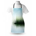 thumbnail image 3 of Nature Apron Spring Time Sunset Beams Lake Reflection with Leaves Buds Flowers Rock Image, Unisex Kitchen Bib Apron with Adjustable Neck for Cooking Baking Gardening, Blue and Green, by Ambesonne, 3 of 3