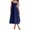 Dark Blue, variant on Women's Floral Print Spaghetti Strap Midi Dress Ruched Pocketed Zipper 95% polyester 5% elastane for Spring Summer