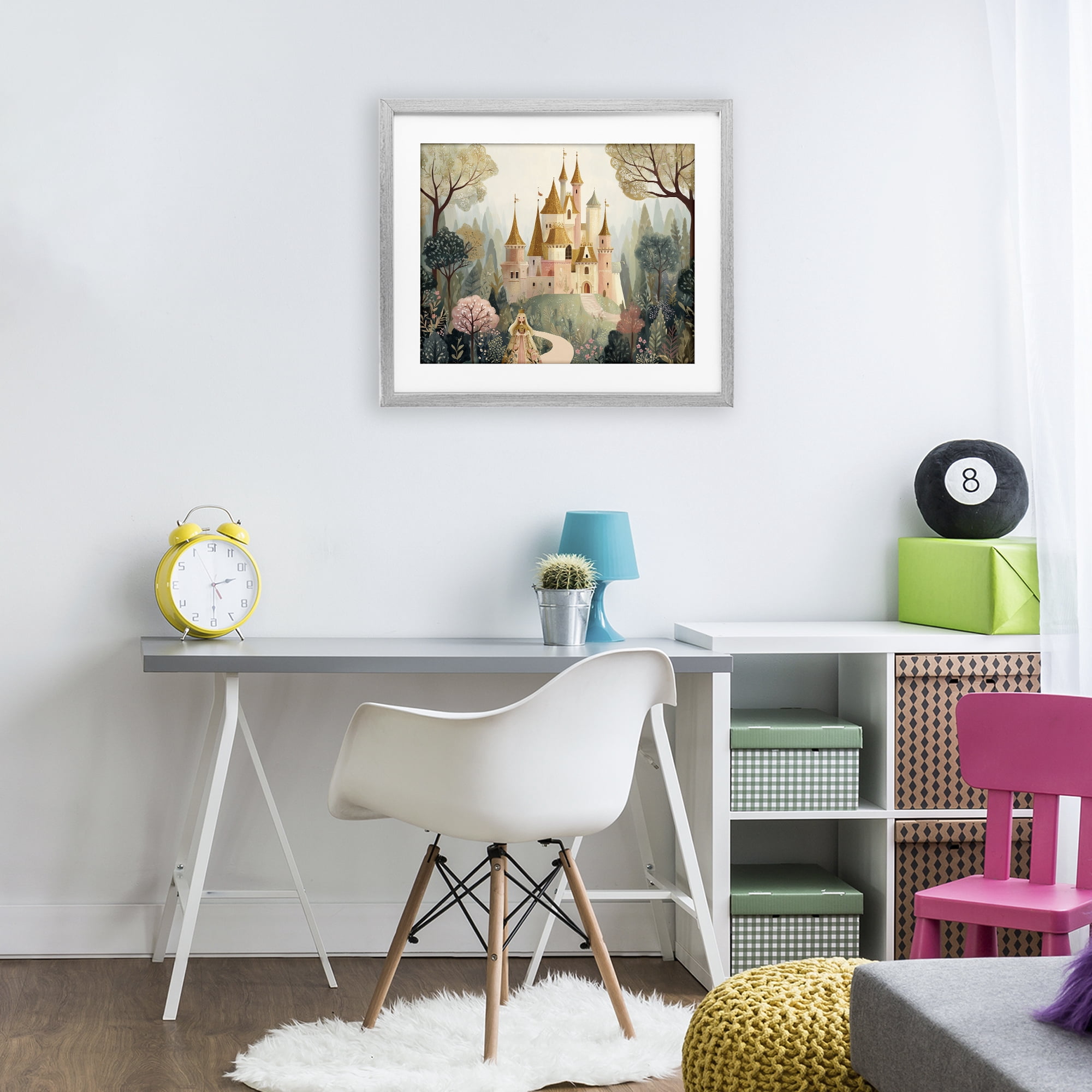Stupell Industries Whimsical Castle Path Gray Framed Print Under Glass, design by Christine Simpson Art