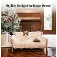 thumbnail image 6 of CheerPals Raised Cat Bed, Elevated Wooden Cats Sofa Fluffy Pets Lounge Chair, off-White(27.2"X18.6"X11.8), 6 of 9