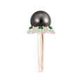 thumbnail image 3 of Angara Tahitian Cultured Pearl Floral Ring with Emeralds in 14K Rose Gold for Women | June Birthstone Jewelry for Her, 3 of 8
