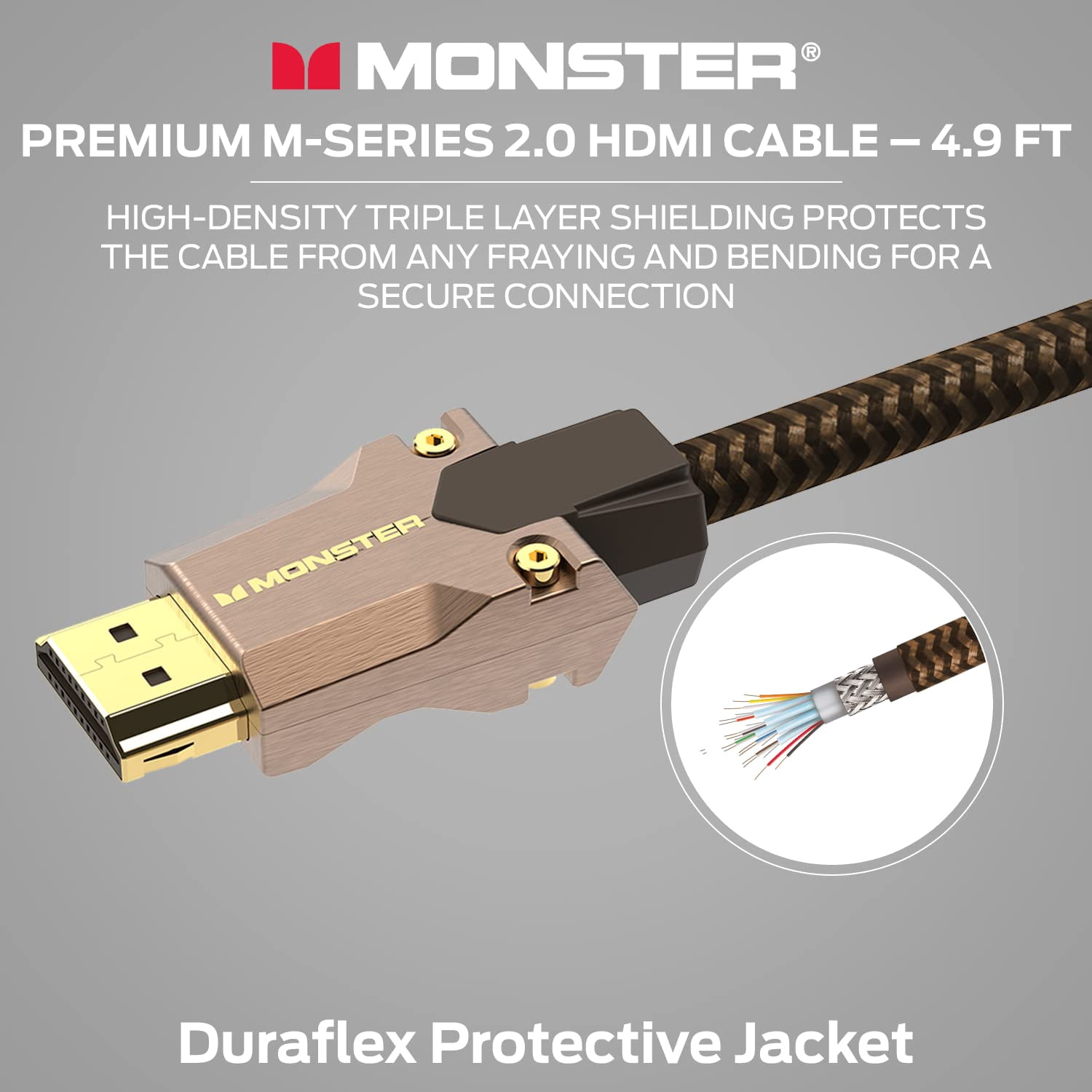Monster M-Series 4K Ultra HD HDMI Cable 2.0, 60Hz, 25Gbps, 4.9ft, Duraflex Jacket, Triple Shielding