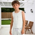 thumbnail image 5 of Bmisegm Boys T Shirts Sleeveless Crew Neck Tank with Pockets Casual Athletic Soft Workout Tops White,6-7 Years, 5 of 5