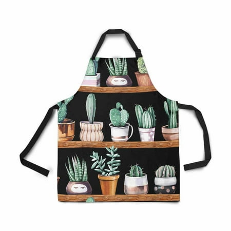 

ASHLEIGH Watercolor Cactus Succulent Seamless Vintage Cactus Adjustable Bib Apron for Women Men Girls Chef with Pockets Novelty Kitchen Apron for Cooking Baking Gardening Pet Grooming Cleaning