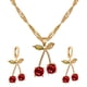 thumbnail image 1 of 2 piezas de un juego de pendientes delicados, joyas elegantes, collar de personalidad, pendientes, granate, collar de cerezas, pendientes de cristal simples para mujer (collar y aretes), 1 of 4