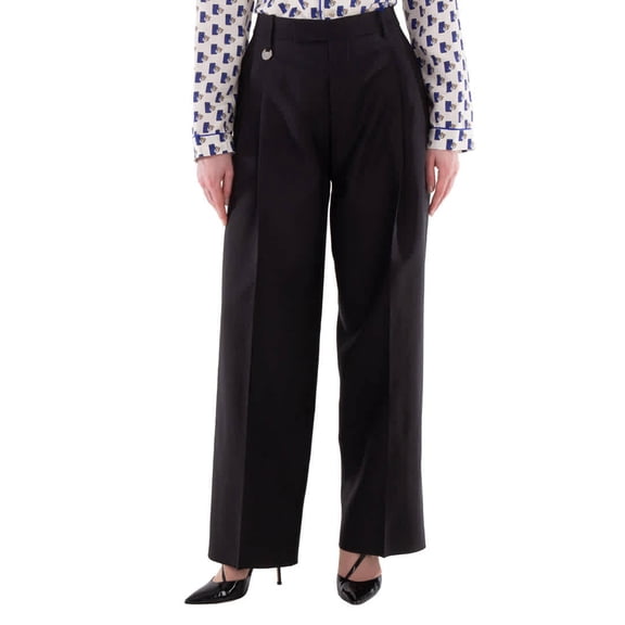 Burberry Wool Silk Pleated Tailored Trousers, Brand Size 4 ( US Size 2 )
