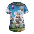 thumbnail image 5 of Womens Easter Scrub Tops V-Neck Short Sleeve Stretch Bunny/Egg Printed Nurse Working Uniforms, 5 of 5