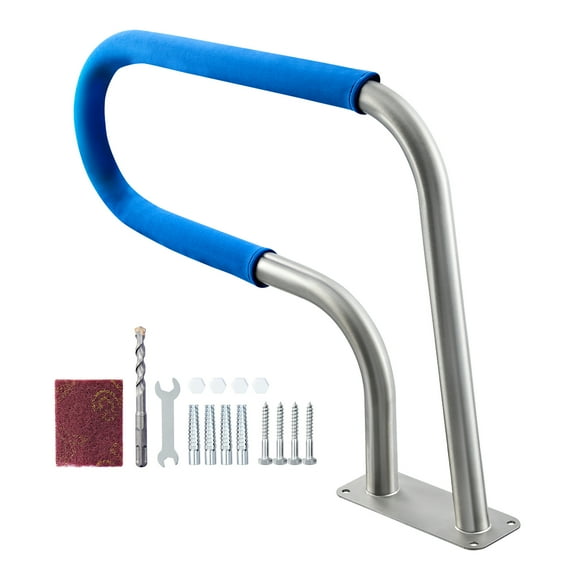 KFFKFF Pool Handrail, 31 x 22 inch Swimming Pool Rail, 220 lbs Load Capacity Durable 304 Stainless Steel Handrail, Removable Nonslip Cover, Complete Accessories, Suitable for Poolside, Water Parks