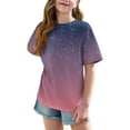 thumbnail image 3 of THDHVS Girls Summer T-Shirts,Summer Casual Tops for Kids,Girls Short Sleeve T Shirts Kids Summer Oversized Tops Casual Crewneck Basic Tees Purple 8-9 Years, 3 of 6