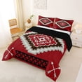 thumbnail image 2 of Homewish Red Bohemian Rhombus Queen Comforter Set,Boho Exotic Style Comforter Sets Queen,Black Reversible,3-Piece,1 Comforter and 2 Pillowcases, 2 of 7