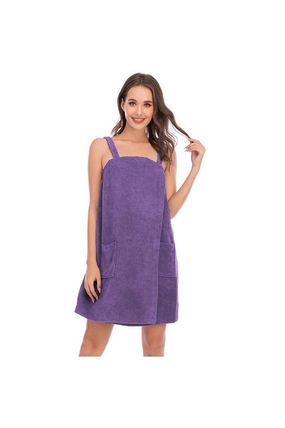 Womens Bath Towel Wrap Terry Cloth Spa Towel Robe with Straps Adjustable Closure Shower Towel S-XXL