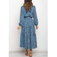 thumbnail image 2 of Women's Boho Leopard Print Ruffle Long Sleeve V Neck Casual Flowy Party Maxi Dress, 2 of 6