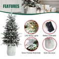 thumbnail image 2 of LuxenHome 4Ft Pre-Lit Snow-Flocked Potted Artificial Christmas Tree, 2 of 13