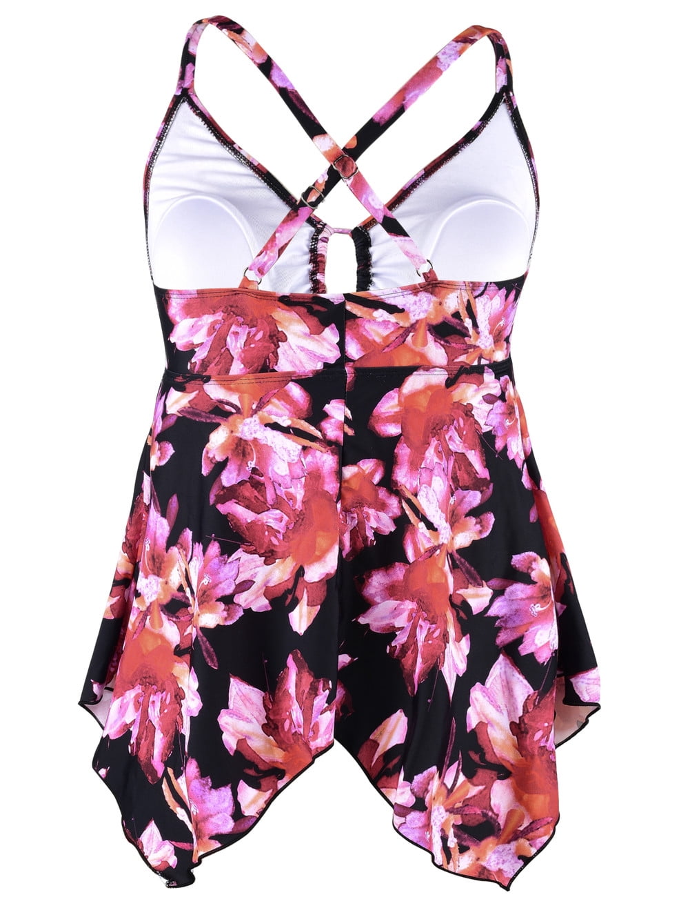 Mycoco Women's Front Tie Swim Top Cross Back Tankini Top Flowy Swimsuit Tops