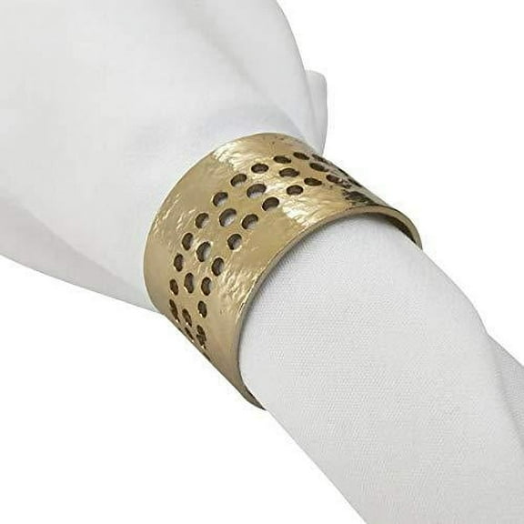 Fennco Styles Stylish Hole Punched Metal Napkin Rings, Set of 4