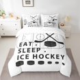 thumbnail image 2 of Feelyou Ice Hockey Theme Bedding Comforter Set 7 Pieces Boys, Teens Sport Queen Bedding Sets, White and Black Queen Sheet Sets, Child Room Decor, 2 of 8