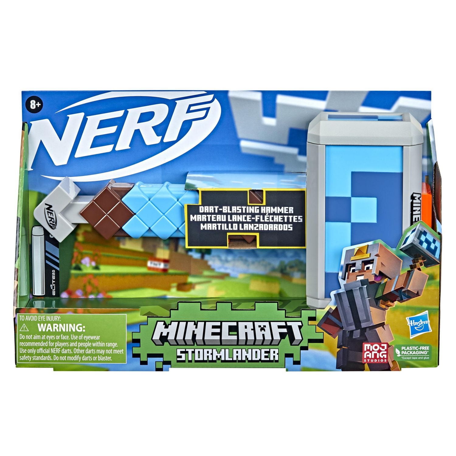 Nerf Minecraft Stormlander Dart-Blasting Hammer, Fires 3 Darts, Includes 3 Official Nerf Elite Darts