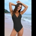 thumbnail image 6 of Women'S One Piece Swimsuit Deep V Neck Tummy Control Bathing Suit Double Straps Crisscross Swimwear Black XL, 6 of 7