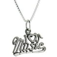 thumbnail image 1 of Sterling Silver I Love Music 1 inch wide Word Pendant., 1 of 1